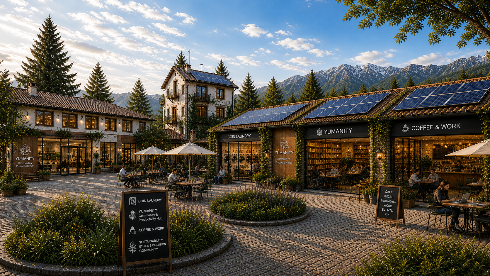 Yumanity campus and hospitality spaces in Bansko